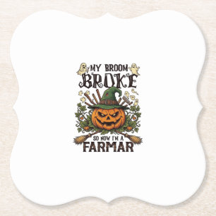 Broom Broke Farmar Halloween-Kürbis-Hexenhut Gho Untersetzer