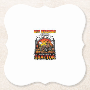 Broom Broke Tractor Halloween Hexe Geister_1 Untersetzer