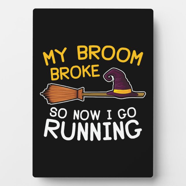 Broom Broke Witch Running Fotoplatte (Vorderseite)
