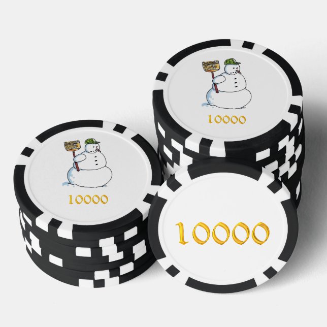Broom Snowman Black Gold 10000 gestreifter Poker C Pokerchips (Stapel)