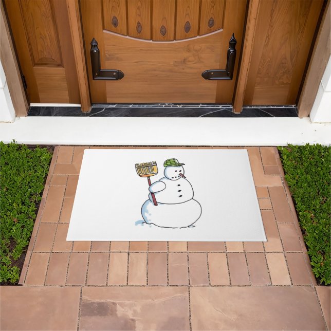 Broom Snowman Doormat Fußmatte (Außenbereich)
