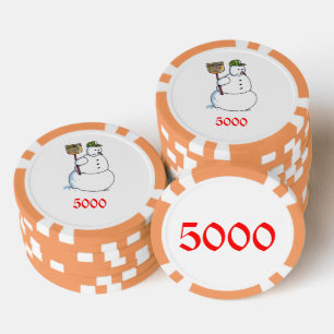 Broom Snowman Orange 5000 gestreifter Poker Chip