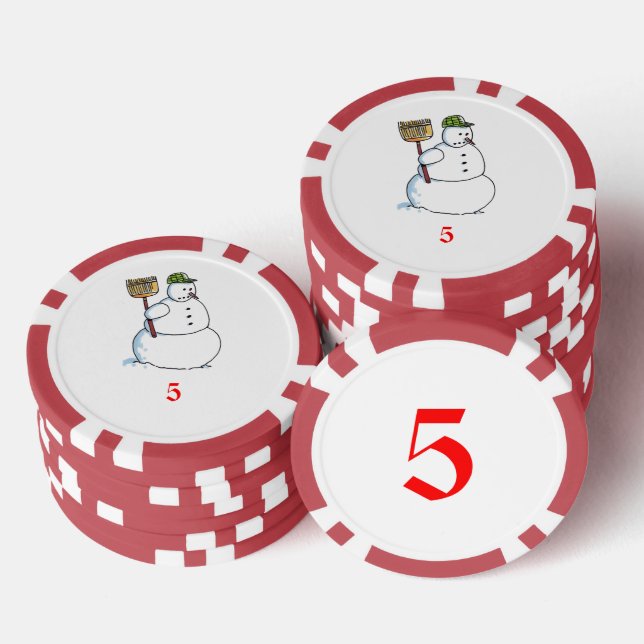 Broom Snowman Red 5 Streifen Poker Chip (Stapel)