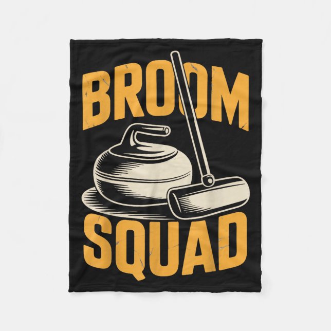 Broom Squad Ice Sweeng Rock Stone Sliding Curling  Fleecedecke (Vorderseite)