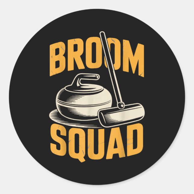 Broom Squad Ice Sweeng Rock Stone Sliding Curling  Runder Aufkleber (Vorderseite)