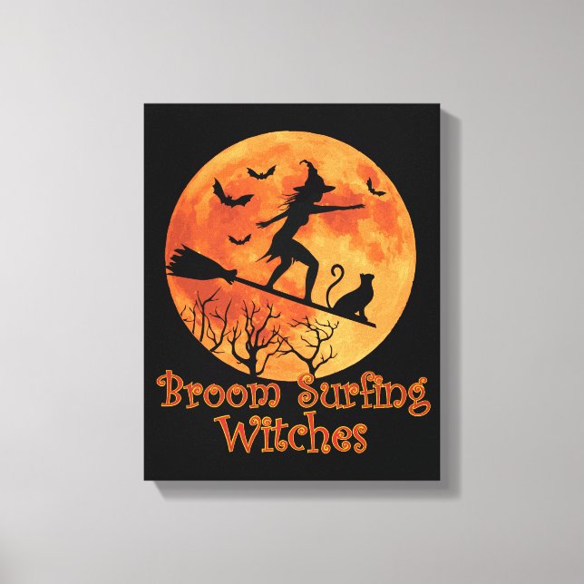 Broom surfhexen - Funny Halloween Leinwanddruck (Vorderseite)