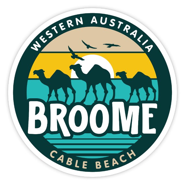 Broome, Western Australien Aufkleber (Broome, Cable Beach,  Western Australia Retro Round Sticker)