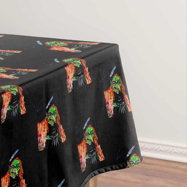 BROOMHILDA HALLOWEEN WITCH-Tischleinen Tischdecke (Beispiel)