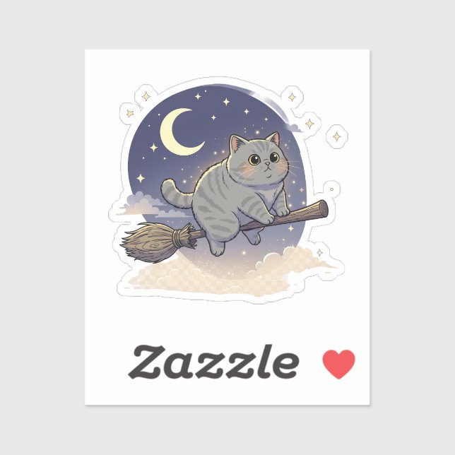 Broomstick Brit - Britisches Kurzhaar Halloween Aufkleber (Blatt)