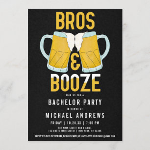 Bros and Booze Manly Beer Stein Bachelor Party Einladung