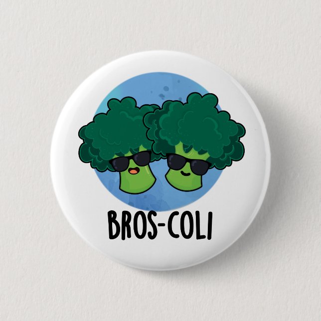 Bros-coli Funny Veggie Broccoli Pun Button (Vorderseite)