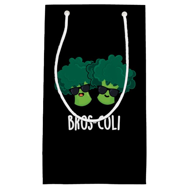Bros-coli Funny Veggie Broccoli Pun Dark BG Kleine Geschenktüte (Vorderseite)