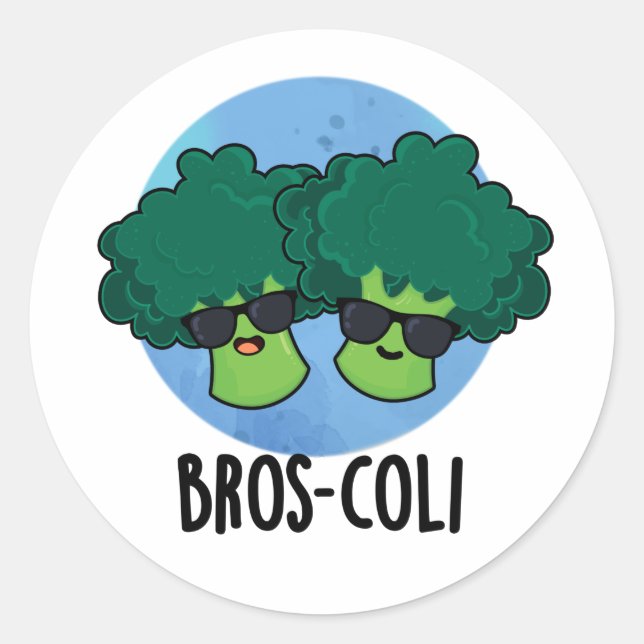 Bros-coli Funny Veggie Broccoli Pun Runder Aufkleber (Vorderseite)