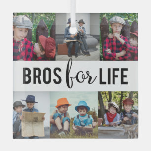 Bros for Life Brothers Photo Collage Typography Ornament Aus Glas