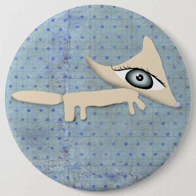 Brosche Fox Schmuck Polka Punkte blau Junge Fuchs  Button (Vorderseite)