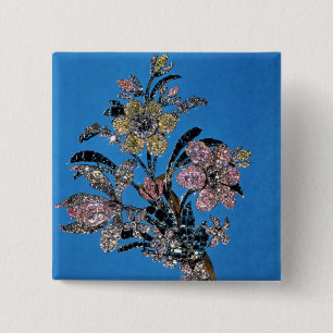 Brosche in der Form des großen Blumenstraußes mi Button