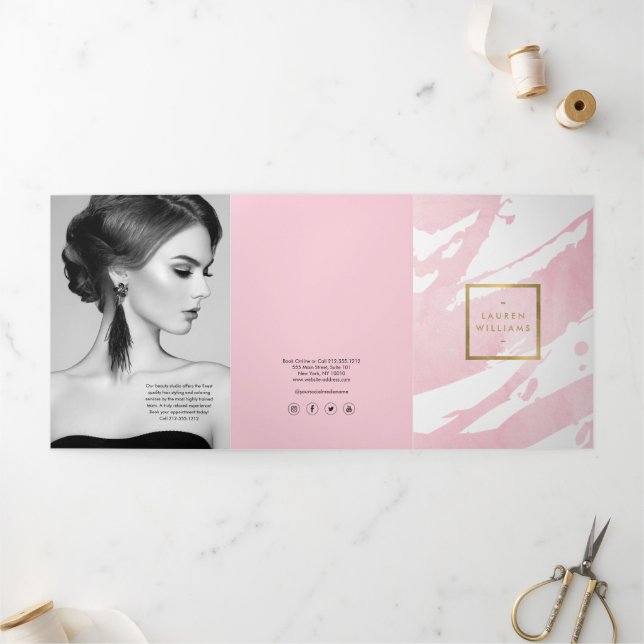 Broschüre abstrakt Pastell Pink Pinselstriche (Außenbereich)