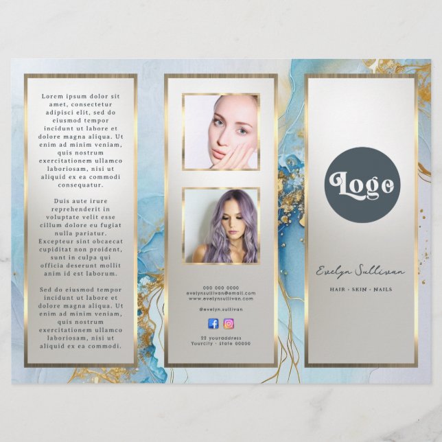 Broschüre aus blauem Marmor (Vorderseite)