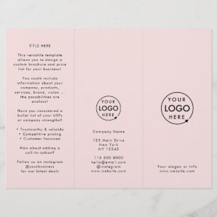 Broschüre Beruflich Blush Pink Trifold