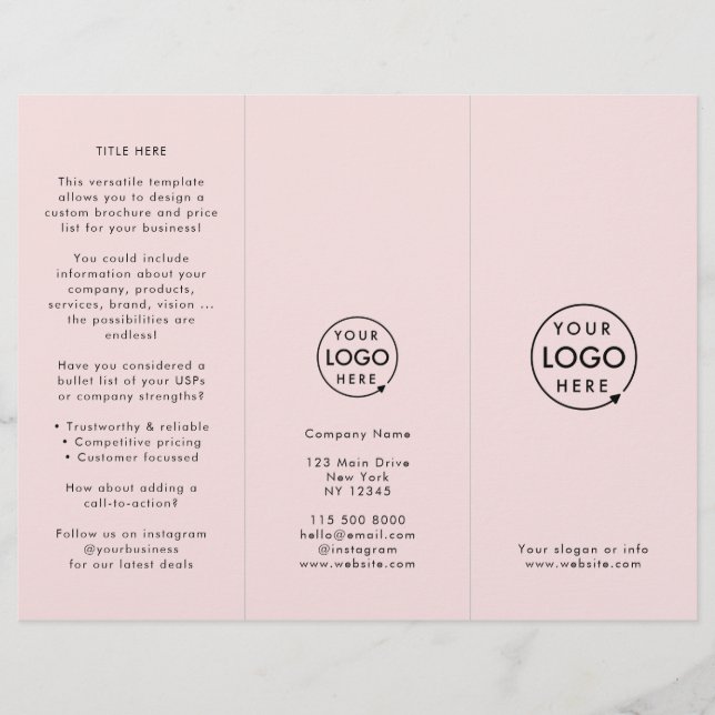 Broschüre Beruflich Blush Pink Trifold (Vorderseite)
