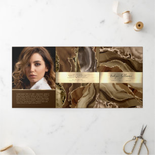 Broschüre Eleganbraun und Gold Agate Trifold