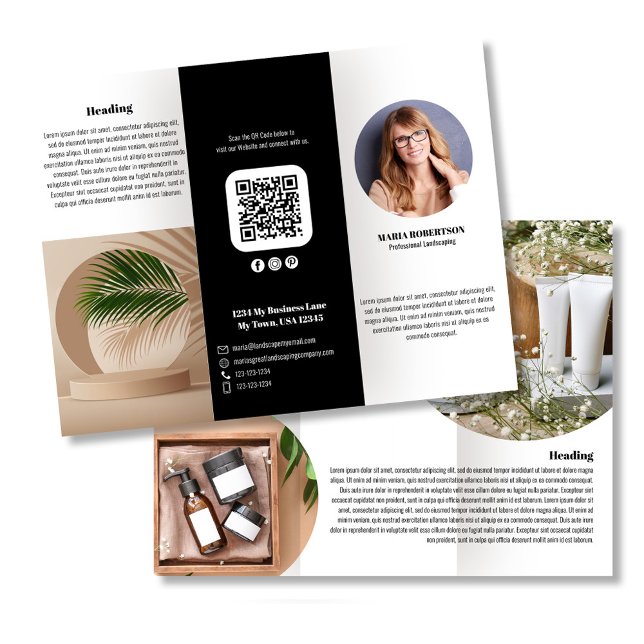 Broschüre "Schwarzes Logo" oder "Foto" (Business brochure with your photo or logo template. )