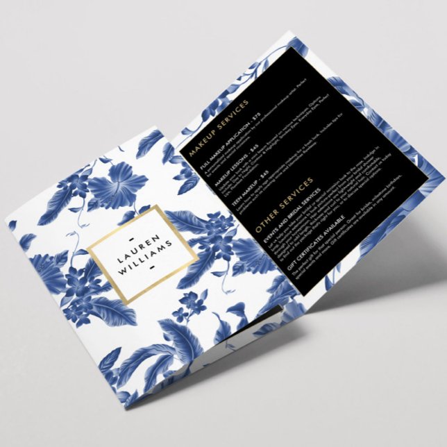 Broschüre Vintag-blau-weiß-florales Muster (Von Creator hochgeladen)