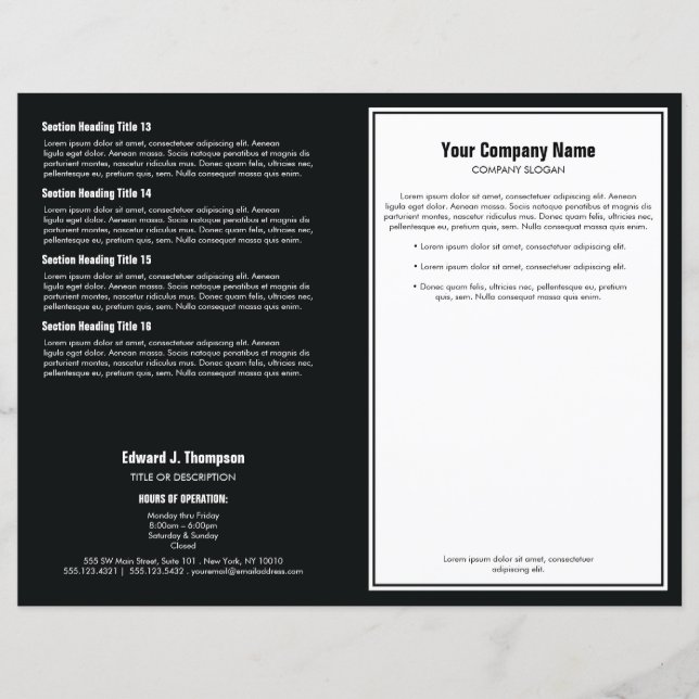 Broschüre "White Black Simple Border" (Vorderseite)
