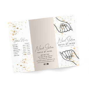 Broschüre "White & Neutral Gold Speck Nail Salon"