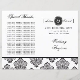 Broschüre zum Hochzeitsprogramm für moderne Damask