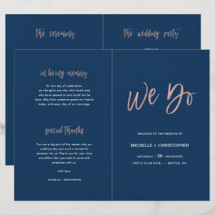 Broschüre zum Hochzeitsprogramm für Navy Blue & Ro