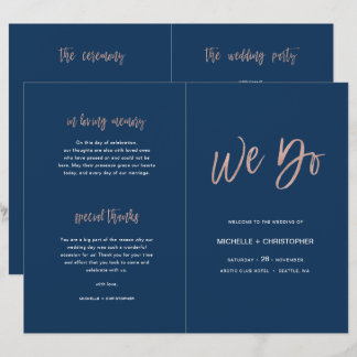 Broschüre zum Hochzeitsprogramm für Navy Blue & Ro