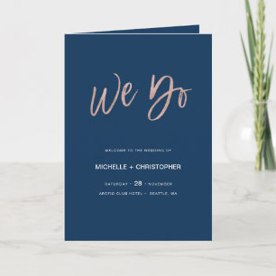 Broschüre zum Hochzeitsprogramm Navy Blue & Rose G Programm