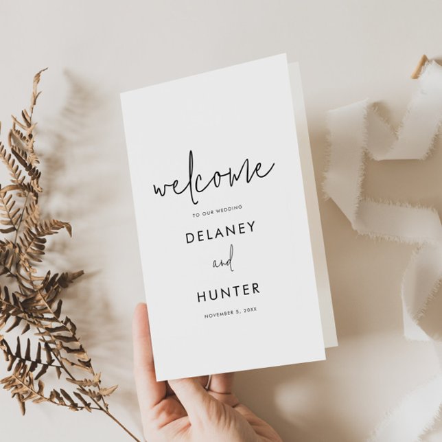 Broschüre zum klassischen Minimalistischen Hochzei (Classic Minimalist Wedding Program Booklet-Select your colors and fonts!)