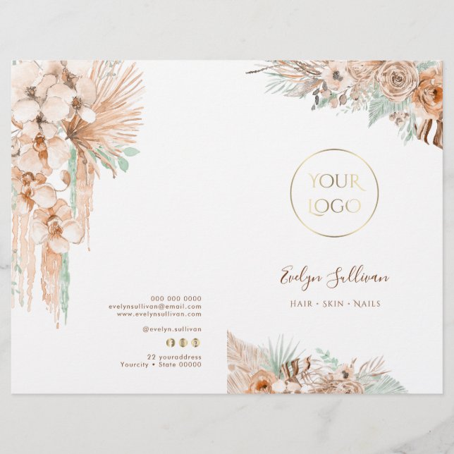 Broschüre zum Service in Beige und Minze (Vorderseite)