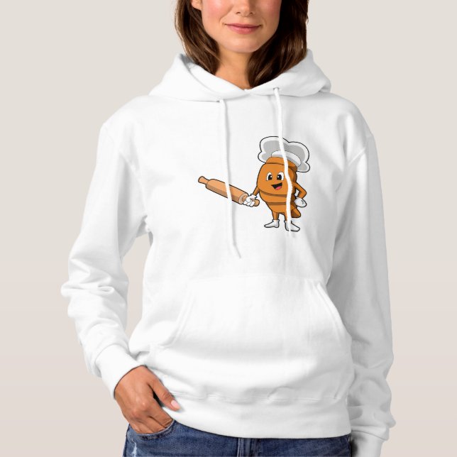 Brot als Koch mit rollendem Button Hoodie (Vorderseite)