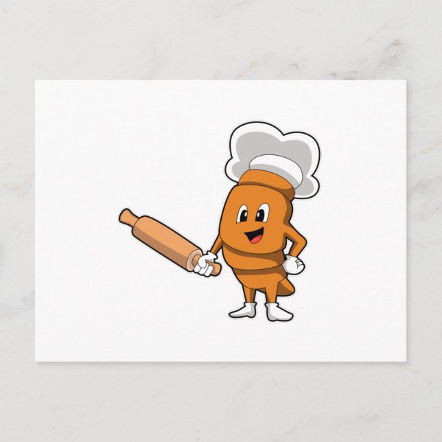 Brot als Koch mit rollendem Button Postkarte (Vorderseite)