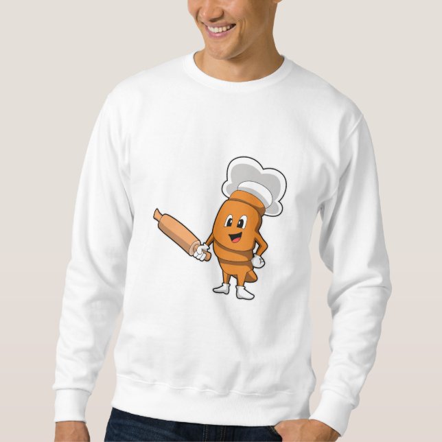 Brot als Koch mit rollendem Button Sweatshirt (Vorderseite)