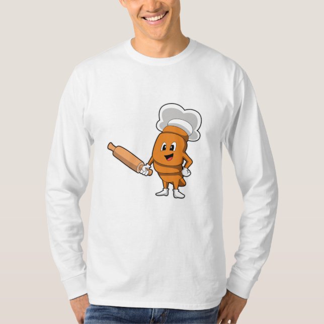 Brot als Koch mit rollendem Button T-Shirt (Vorderseite)