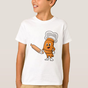 Brot als Koch mit rollendem Button T-Shirt