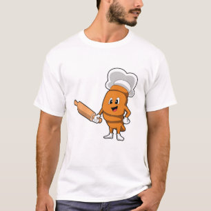 Brot als Koch mit rollendem Button T-Shirt