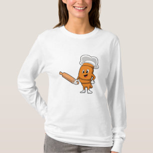 Brot als Koch mit rollendem Button T-Shirt