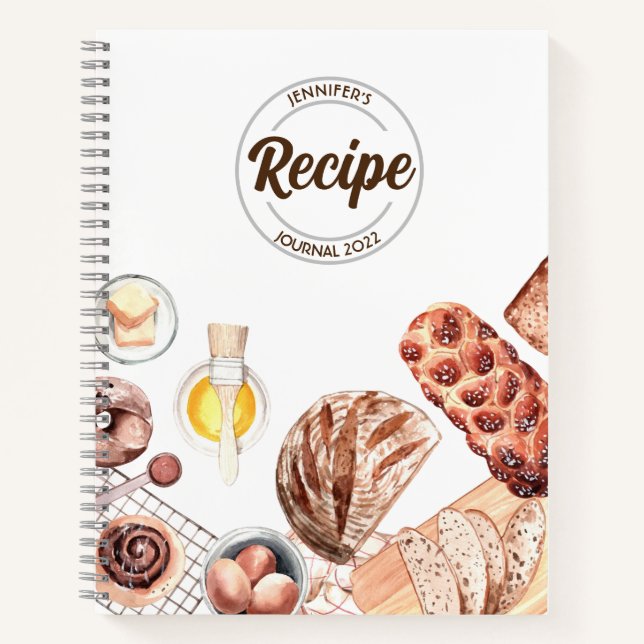 Brot Baker individuell anpassbares Rezept-Journal Notizbuch (Vorderseite)