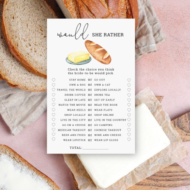 Brot & Butter Wäre sie lieber Brautparty-Spiel (Von Creator hochgeladen)