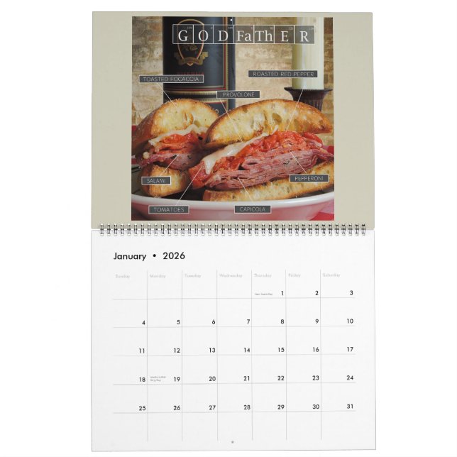 Brot: Elemente eines Sandwich-Kalenders Kalender (Jan 2026)