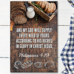 Brot | Philippinen 4:19 Bibelverse 20 x 30 Puzzle<br><div class="desc">Es gibt die flexiblere oder kleinere Größe des Puzzles hier auf https://www.zazzle.com/z/cjenvrwv?rf=238367069527271450 Dieses wunderschöne Puzzle zeigt den inspirierend Vers der Philippiner um 4:19: "Und mein Gott wird jeden Bedarf von dir gemäß seinen Reichtümern in Christus Jesus liefern." Der Vers ist Set vor dem Hintergrund einer verführerischen Reihe von köstlichen Brot...</div>