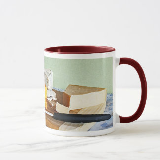 Brot-Trauben-Cheddarkäse-und Tasse