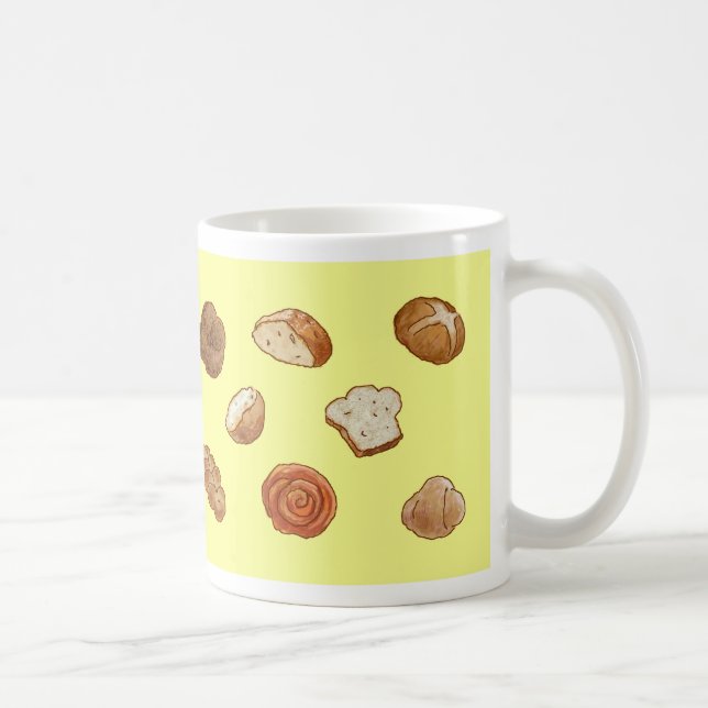 Brot- u. Gebäckmuster-Tasse - Gelb Tasse (Rechts)