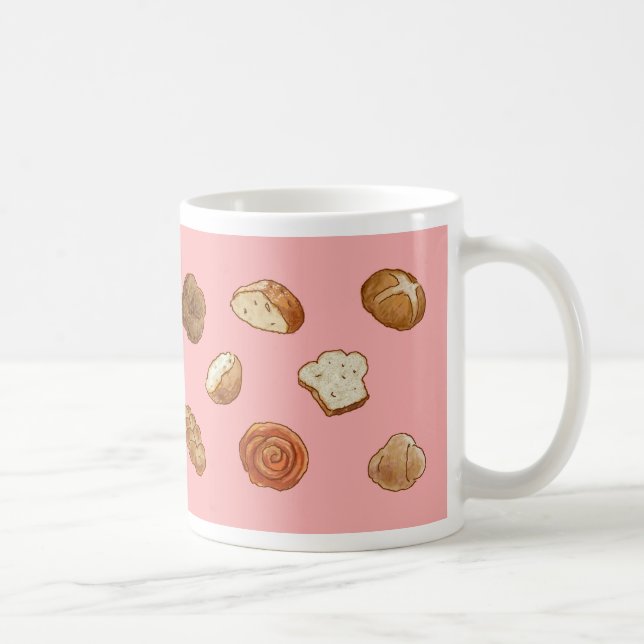 Brot- u. Gebäckmuster-Tasse - Rosa Tasse (Rechts)