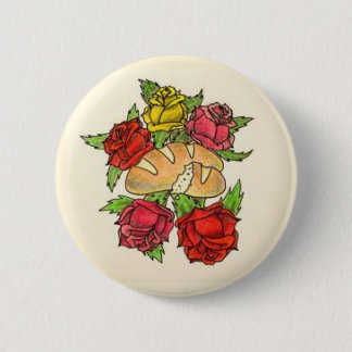 Brot- und Rosenknopf Button